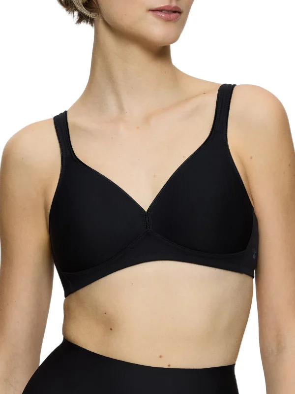 Satin underwire wired bras for a luxurious feel Modern Soft+Cotton Non-Wired Bra - Black Satin underwire wired bras for a luxurious feel Modern Soft+Cotton Non-Wired Bra - Black