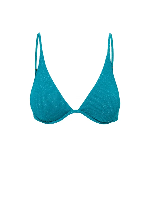 Plus Size Women's One - Shoulder Swim Tops in Pink with Ruching for a Figure - Flattering Design Leah Top In Jungle Green Metallic Pique Plus Size Women's One - Shoulder Swim Tops in Pink with Ruching for a Figure - Flattering Design Leah Top In Jungle Green Metallic Pique