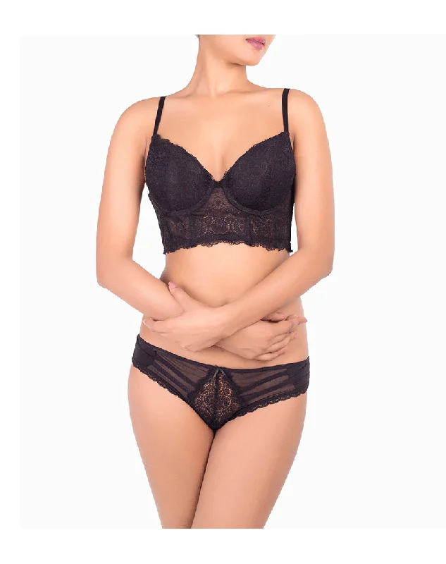 Underwire bralettes with underwire for added support LACE MESH LONGLINE PUSH UP BRA SET Underwire bralettes with underwire for added support LACE MESH LONGLINE PUSH UP BRA SET