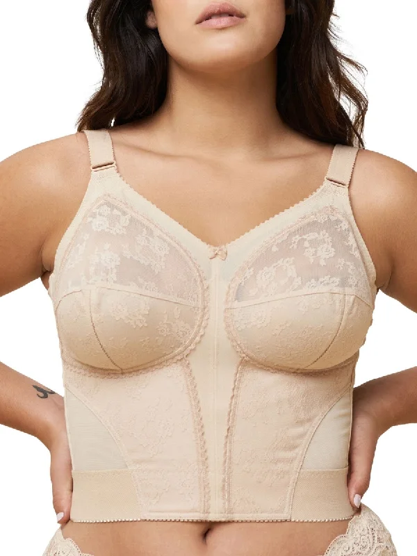 Embroidered underwire wired bras with intricate designs​ Doreen L02 N Longline Bra - Skin