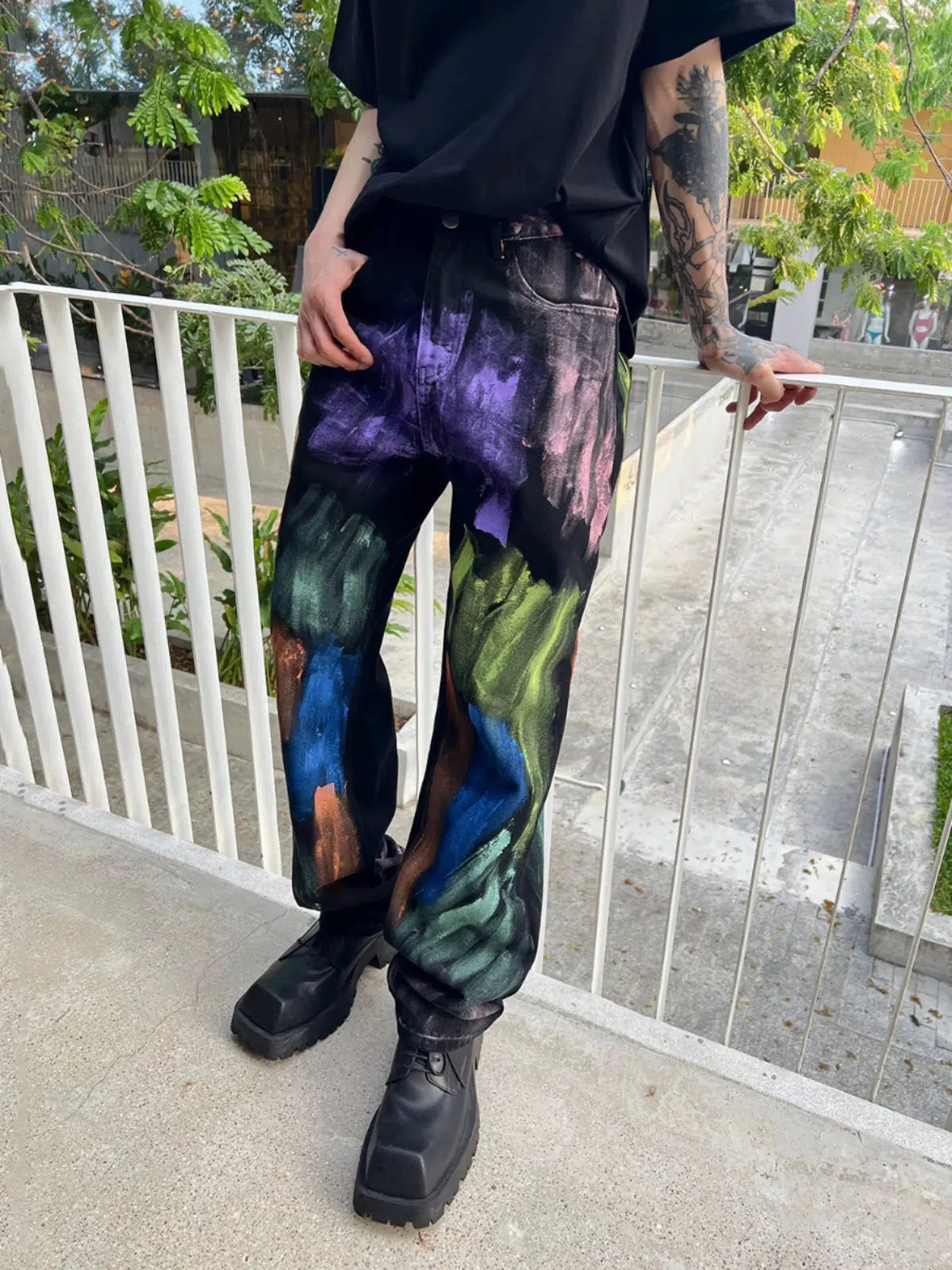 Abstract Painted Design Pants