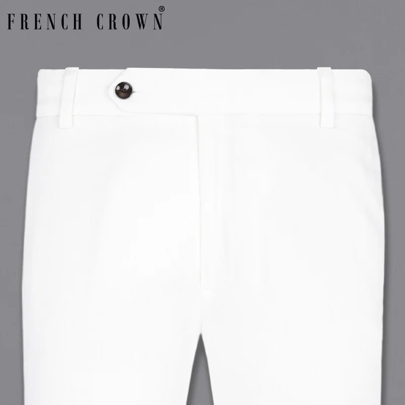 Bright White Subtle Striped Premium Cotton Pant