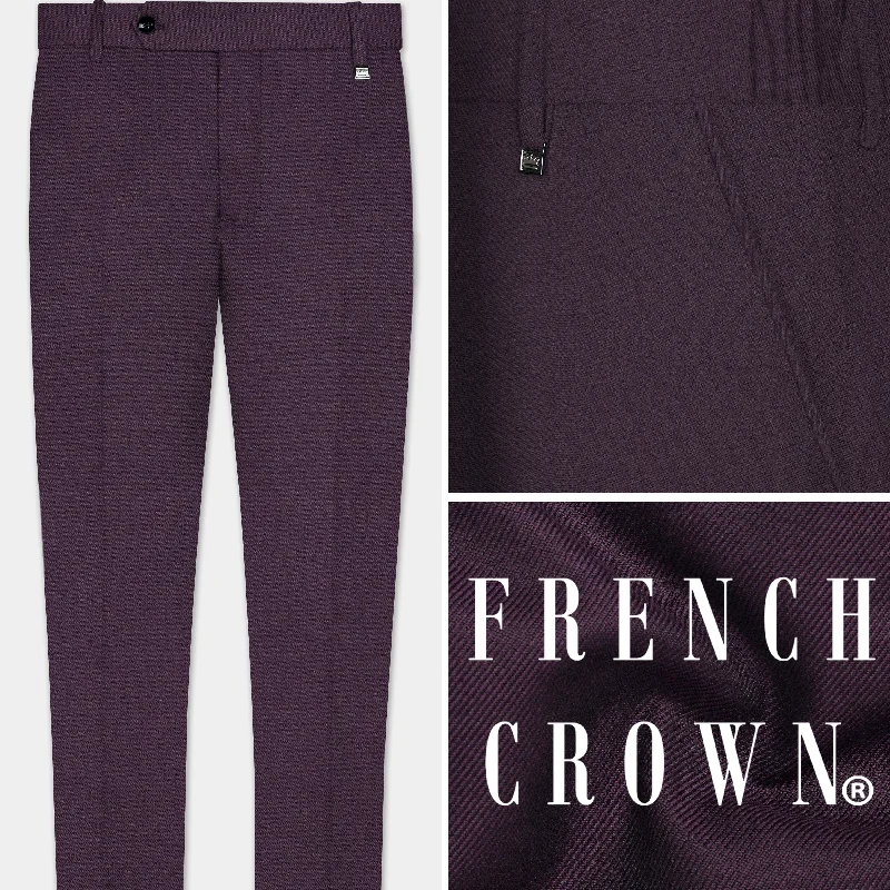 Eminence Purple Solid Wool Blend Stretchable Waistband Pant