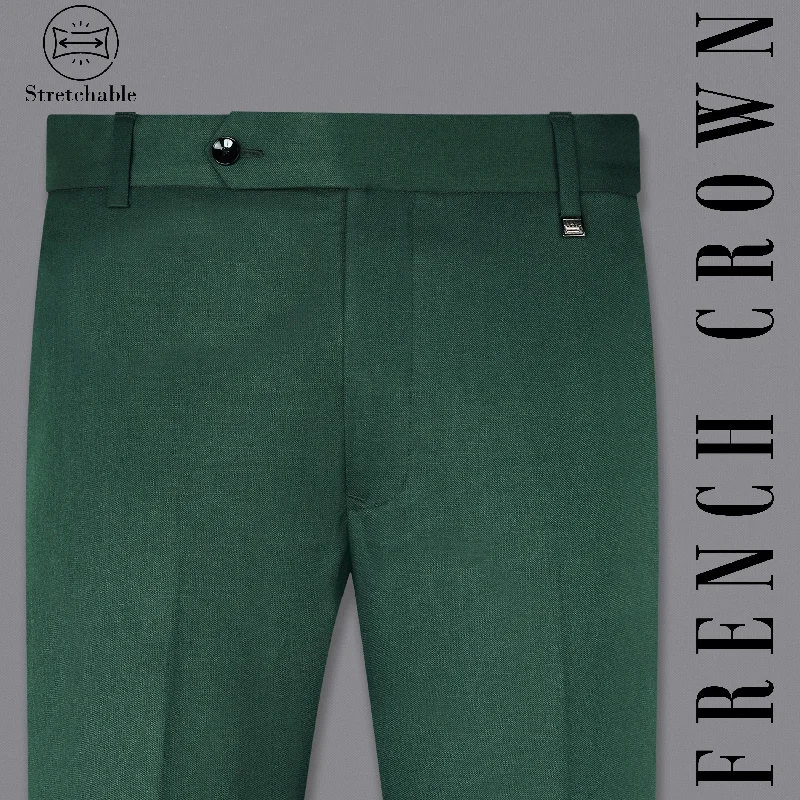 Everglade Green Wool Rich Stretchable traveler Pant