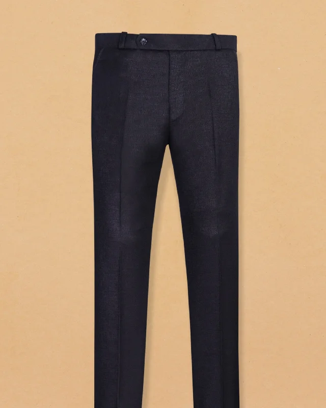 Jade Black Textured Formal pant