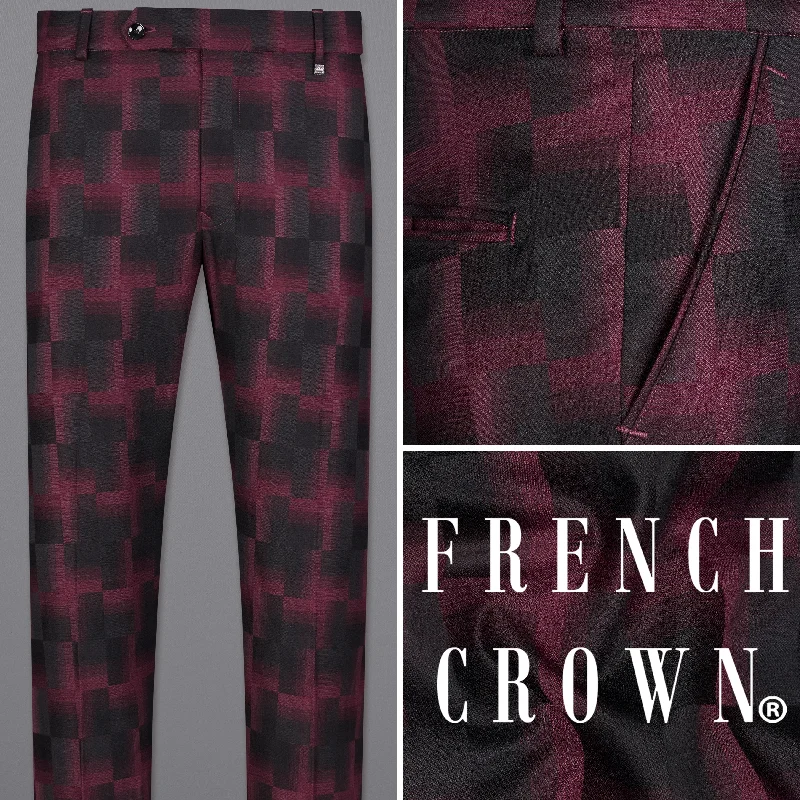 Jade Black with Finn Red Square Textured Pant