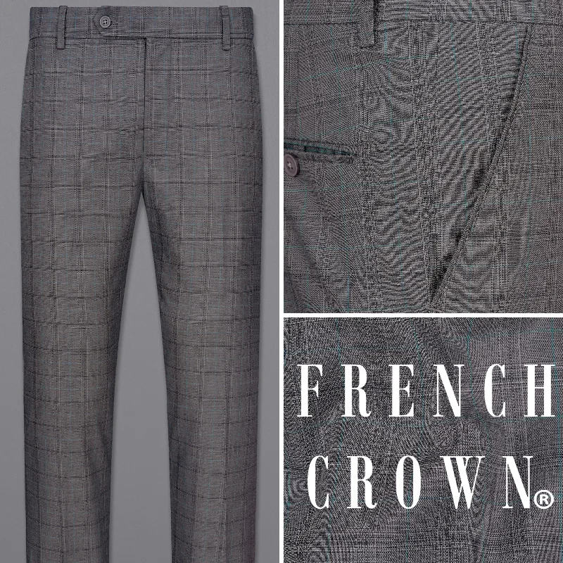 Mobster Grey Windowpane Premium Cotton Pant