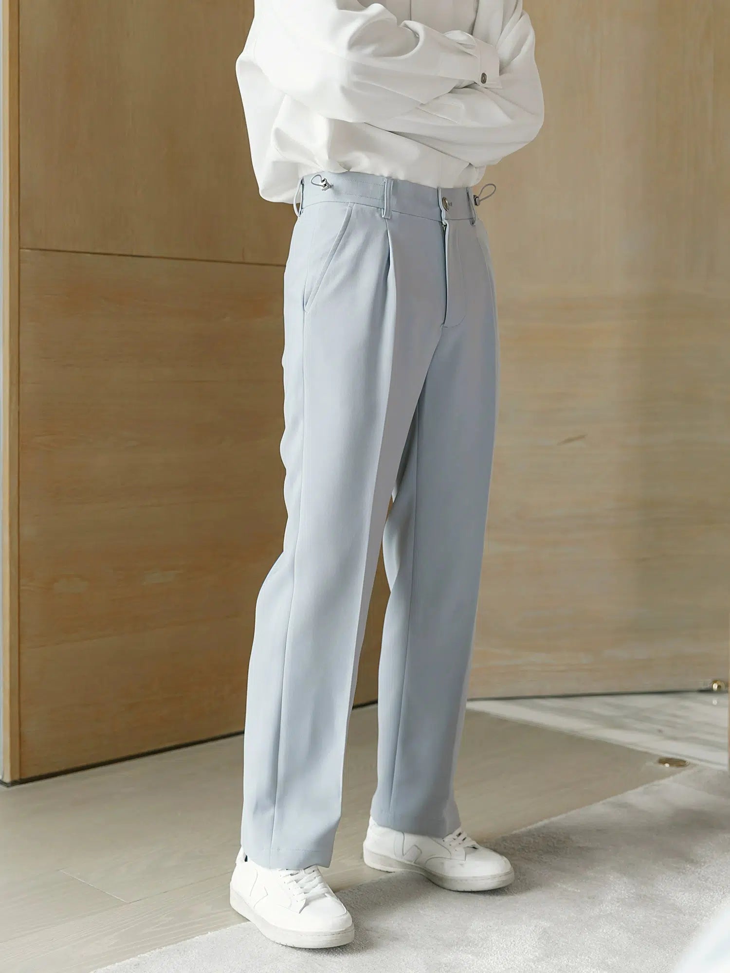 Tailored High-Waist Casual Pants