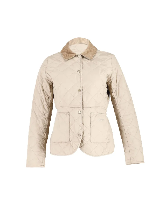 Barbour Deveron Quilted Jacket in Beige Polyester