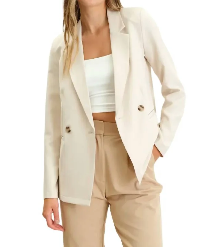 Double Breasted Blazer In Light Khaki