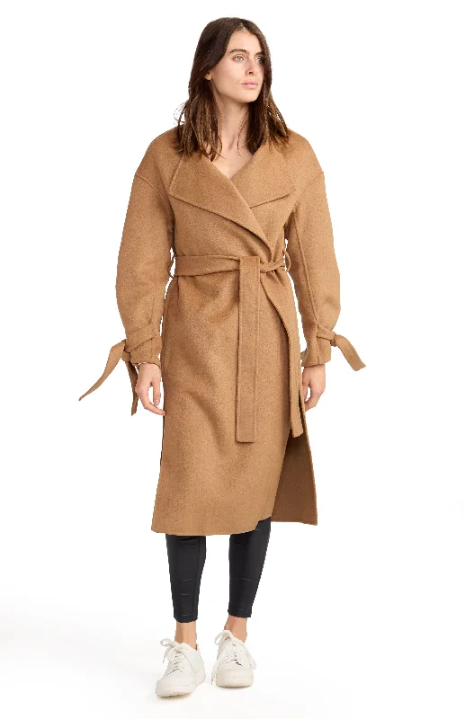 Head Over Heels Collarless Robe Coat - Camel