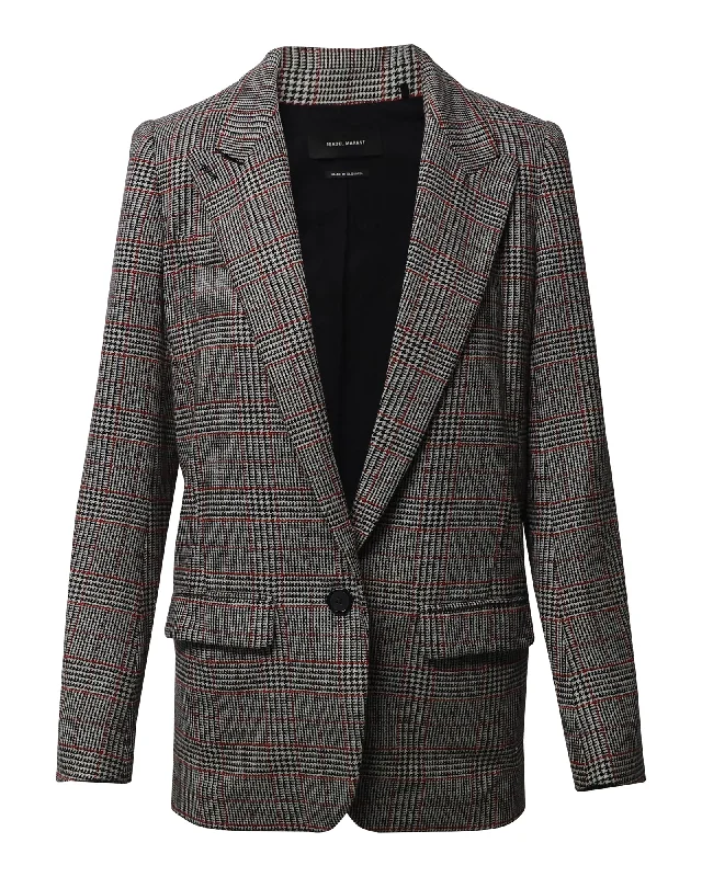 Isabel Marant Plaid Oversized Blazer in Grey Polyester