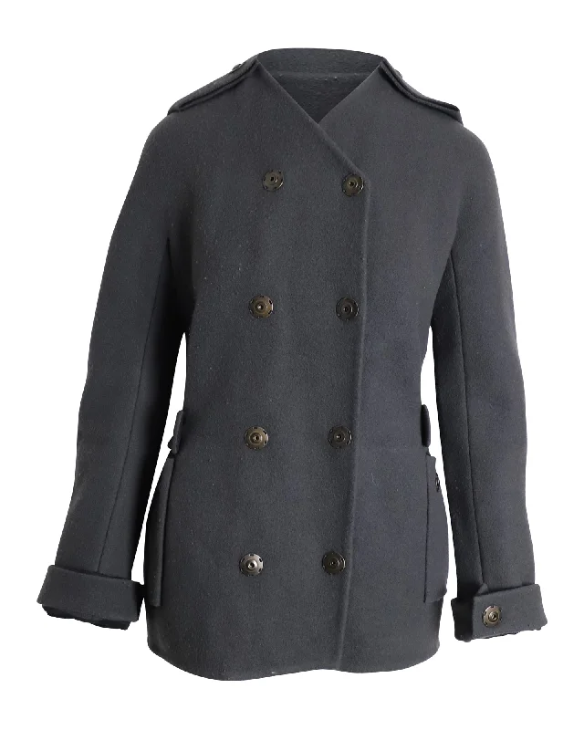 Lanvin Double-Breasted Coat in Grey Wool