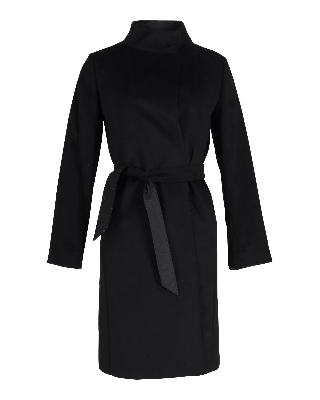 Max Mara Belted Coat in Black Cashmere