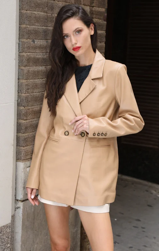 Misha Blazer, Latte - Leather