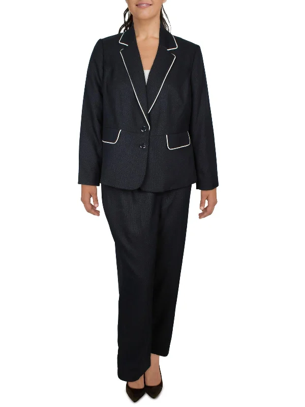 Plus Womens Glen Plaid Business One-Button Suit