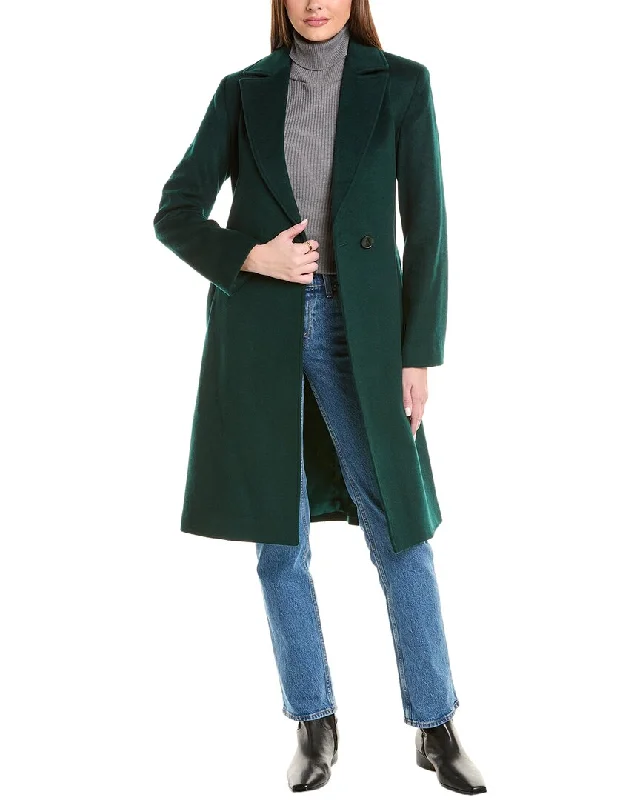 sofiacashmere Belted Wrap Wool & Cashmere-Blend Coat