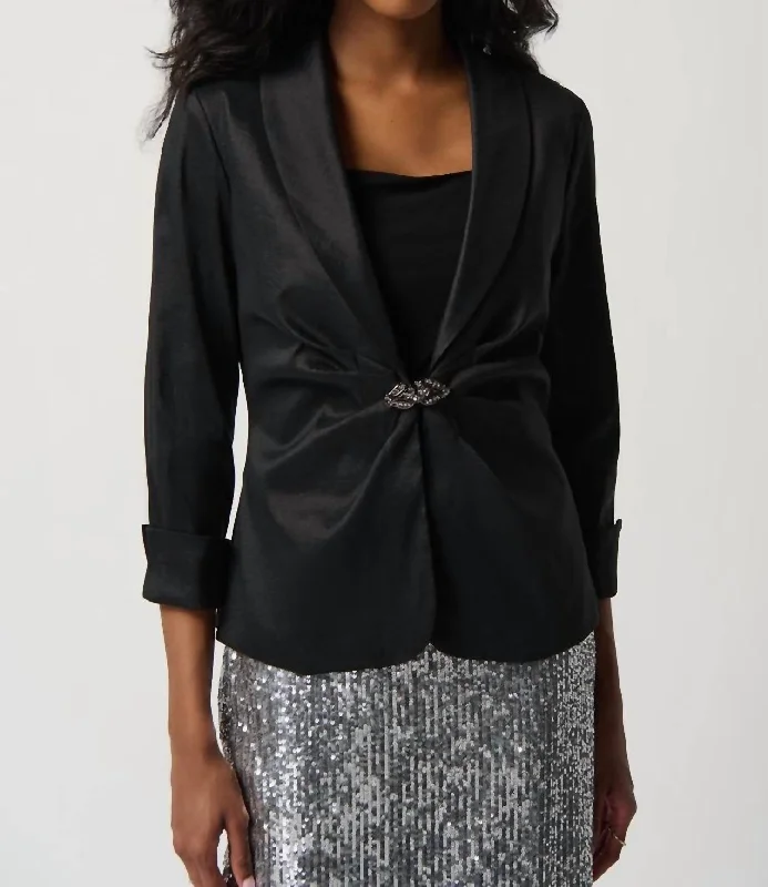 Taffeta Fitted Blazer In Black