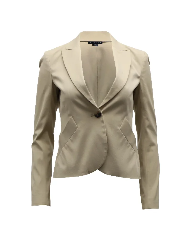 Theory Button-Front Blazer in Khaki Cotton