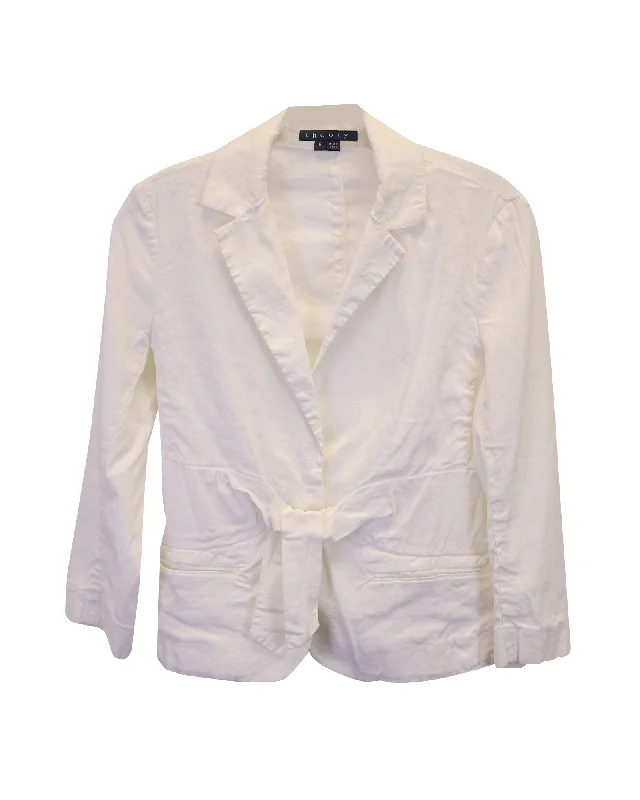 Theory Tie-Front Blazer in White Linen