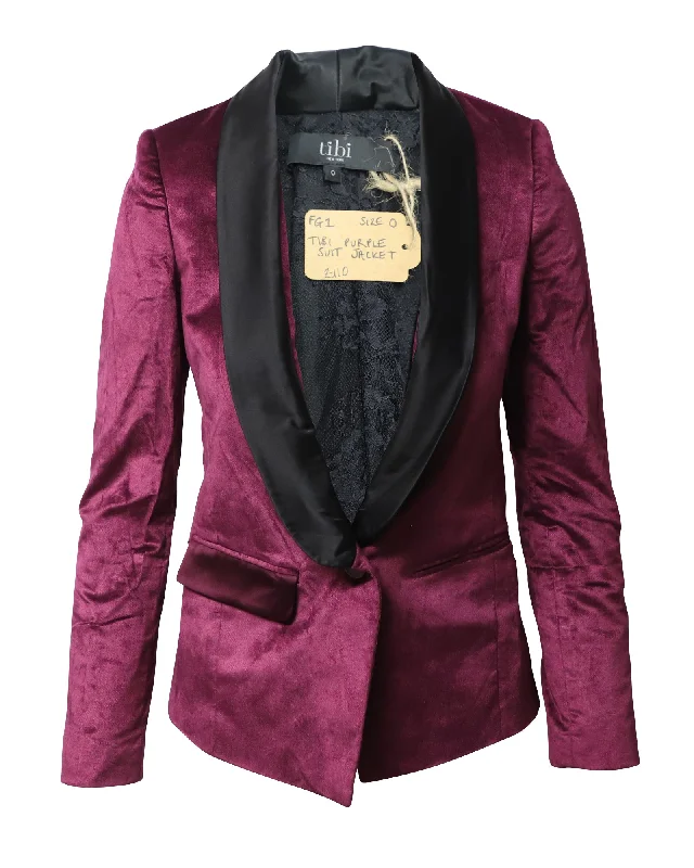 Tibi Tuxedo and Pants Set in Maroon Velvet