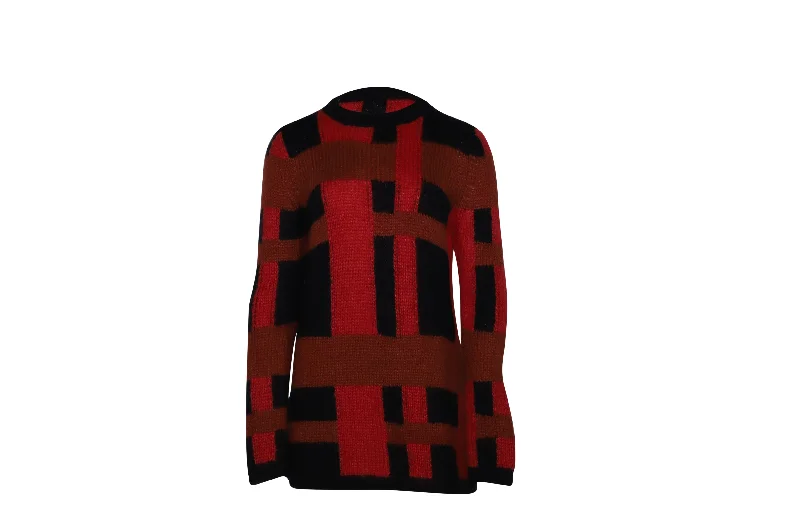 Tod's Checkered Jumper in Red Mohair