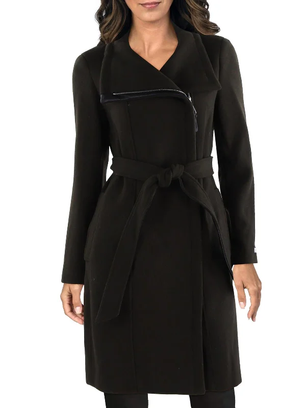 Womens Asymmetric Midi Wool Coat