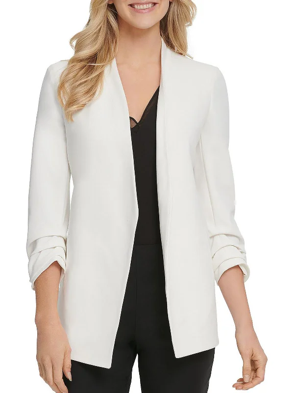 Womens Crepe Long Sleeves Open-Front Blazer