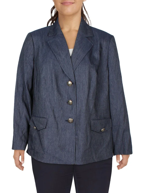 Womens Denim Suit Separate Two-Button Blazer