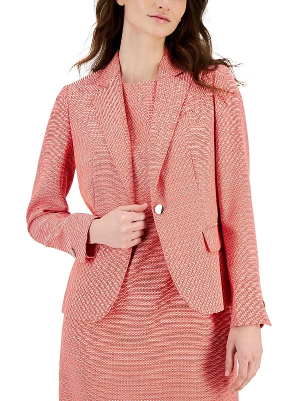 Womens Tweed Business One-Button Blazer