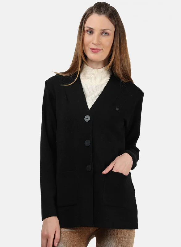 Women Black Solid Cardigan