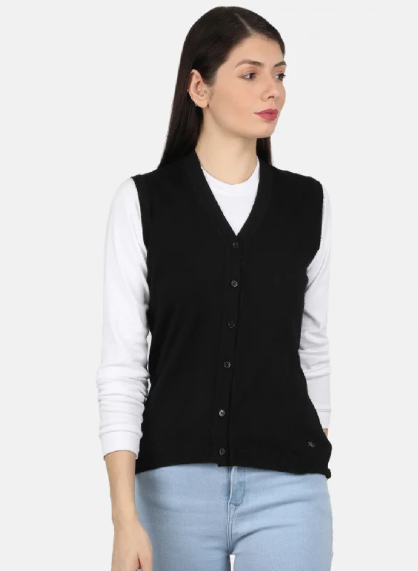 Women Black Solid Cardigan