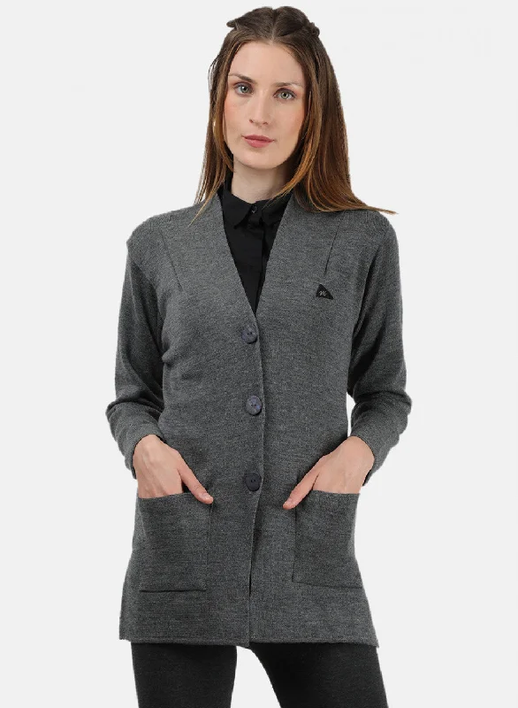 Women Grey Solid Cardigan