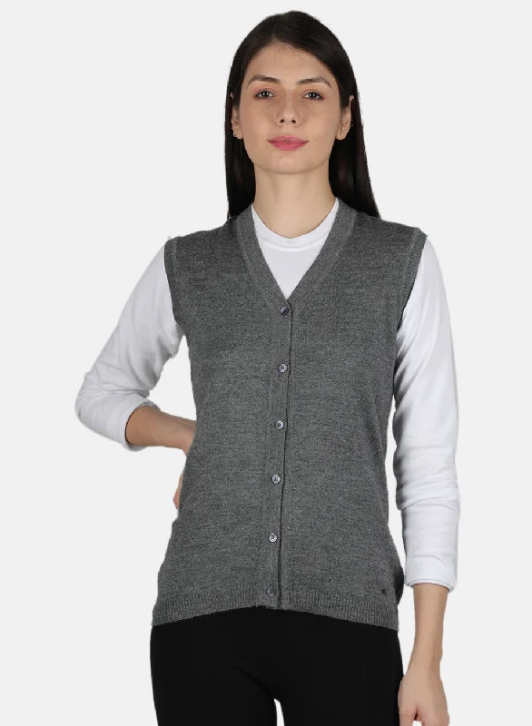 Women Grey Solid Cardigan