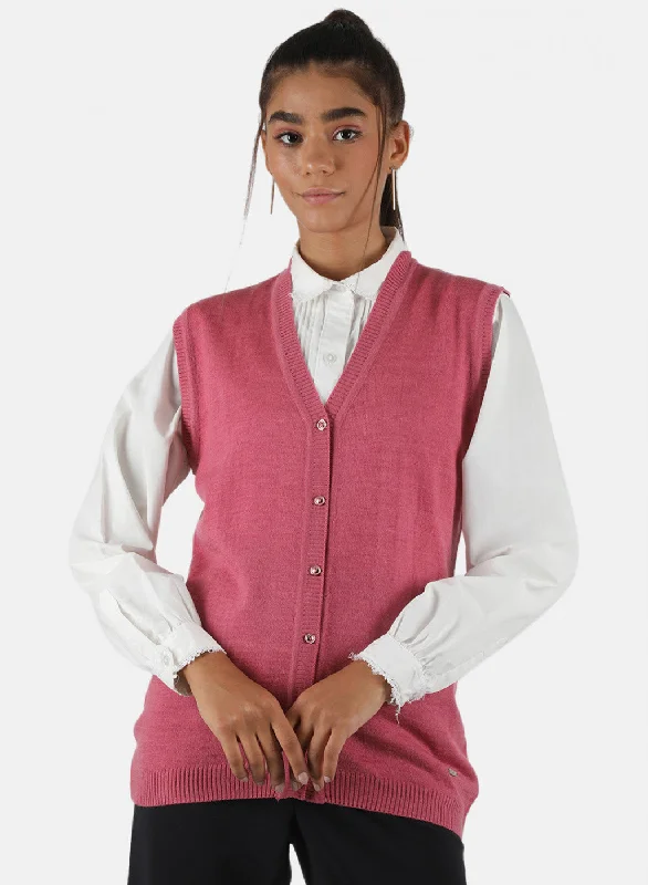 Women Pink Solid Cardigan