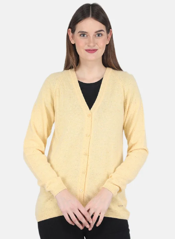 Women Yellow Solid Cardigan