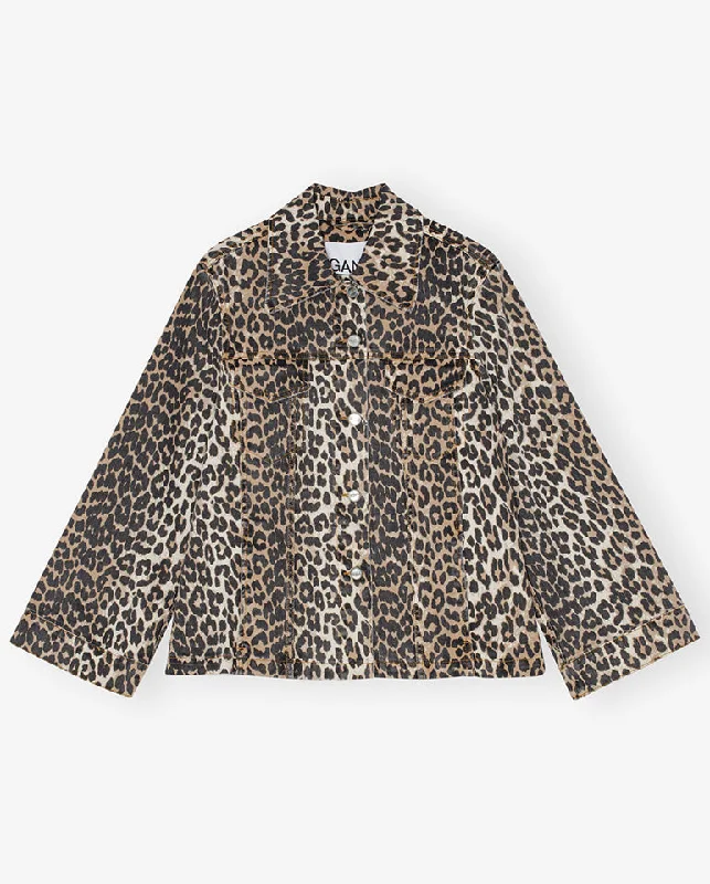 Printed Denim Jacket Leopard