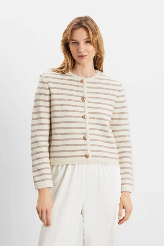 Sienna Cardigan - Striped Beige