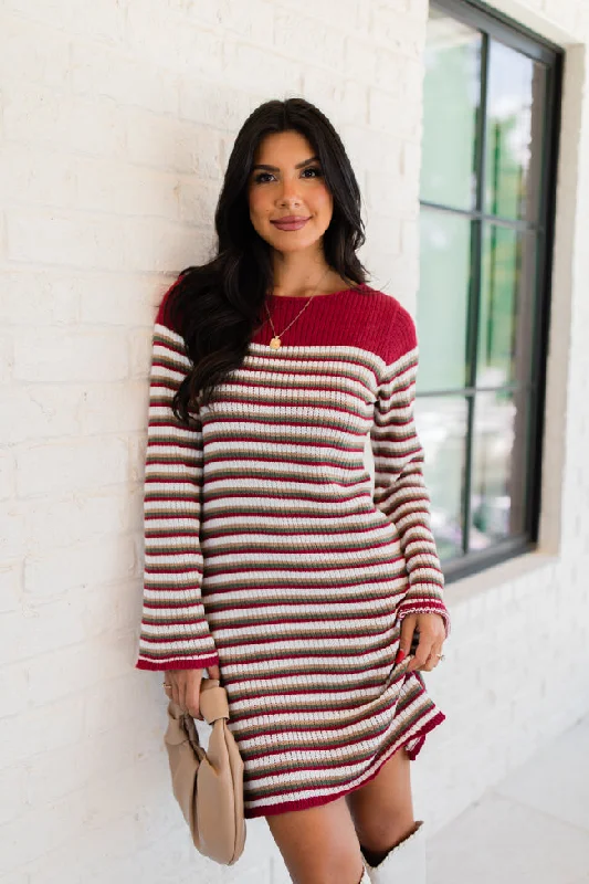 All About It Multi Striped Knit Sweater Dress