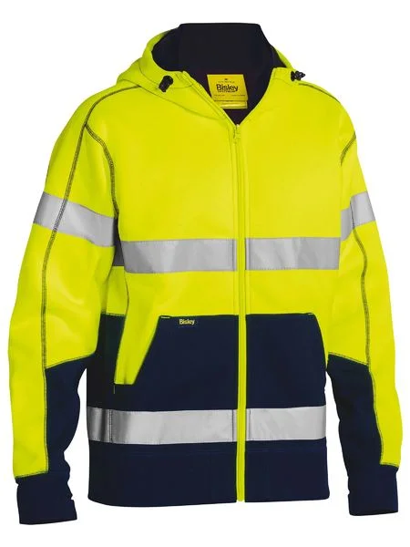 Bisley Hi Vis 2 Tone Taped Full Zip Sherpa Lined Hoodie BK6988T