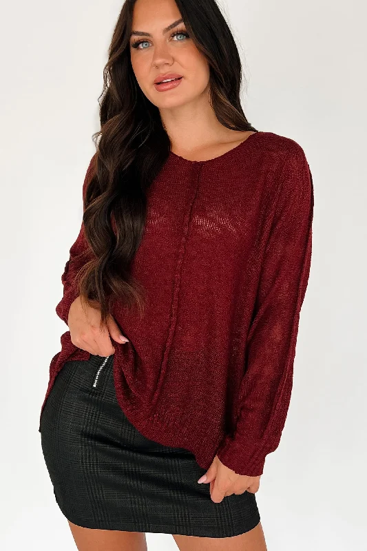 Boyer Lightweight Sweater Top (Burgundy)