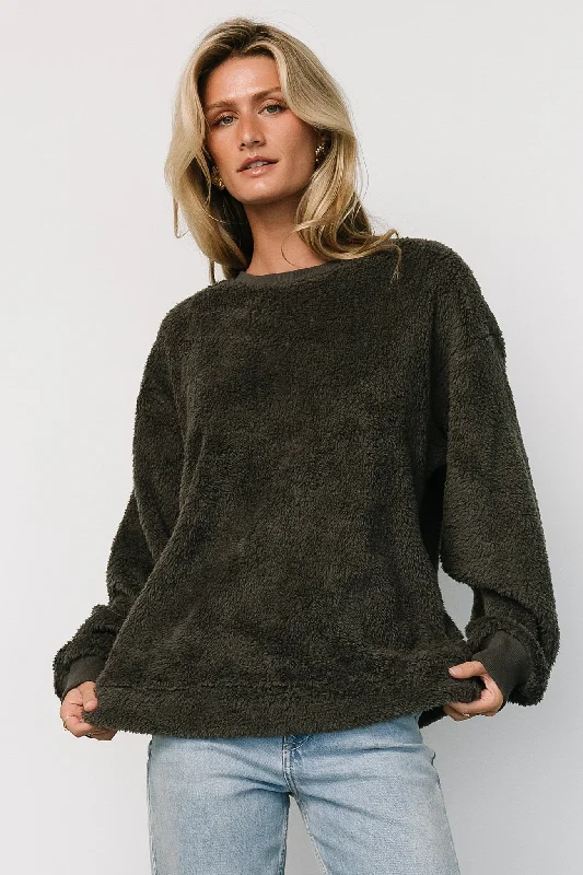 Brina Teddy Crewneck | Charcoal Gray