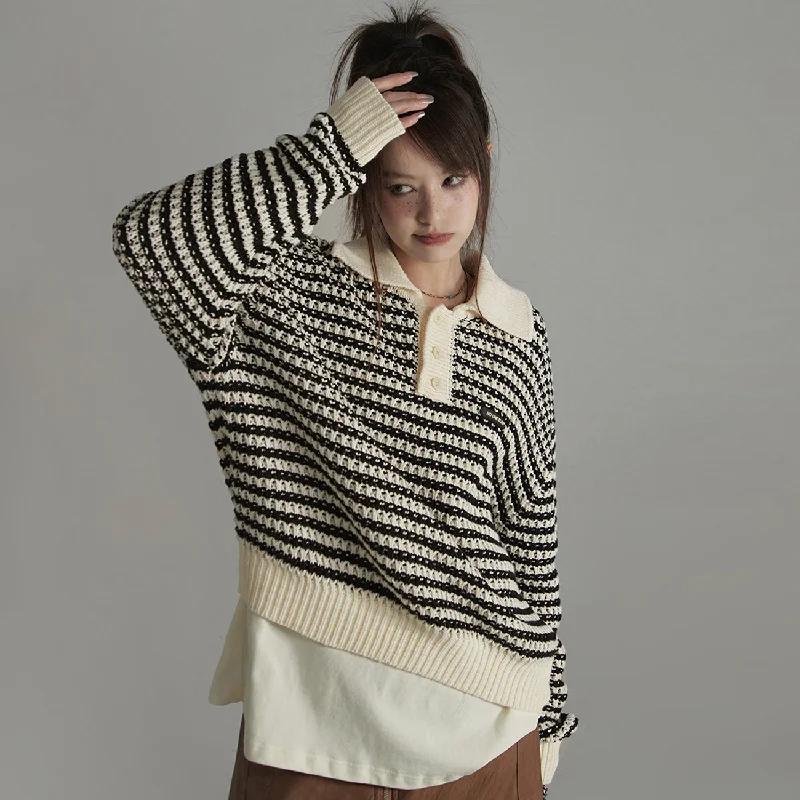 Vintage Loose Fit Stripe Knit Sweater