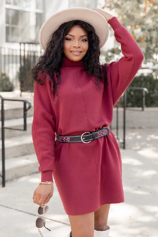 Just In Time Wine Turtleneck Sweater Dress FINAL SALE