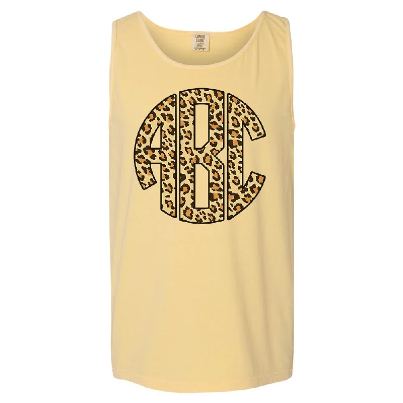 Monogrammed 'Leopard' Big Print Comfort Colors Tank Top