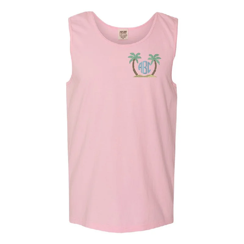 Monogrammed Palm Trees Comfort Colors Tank