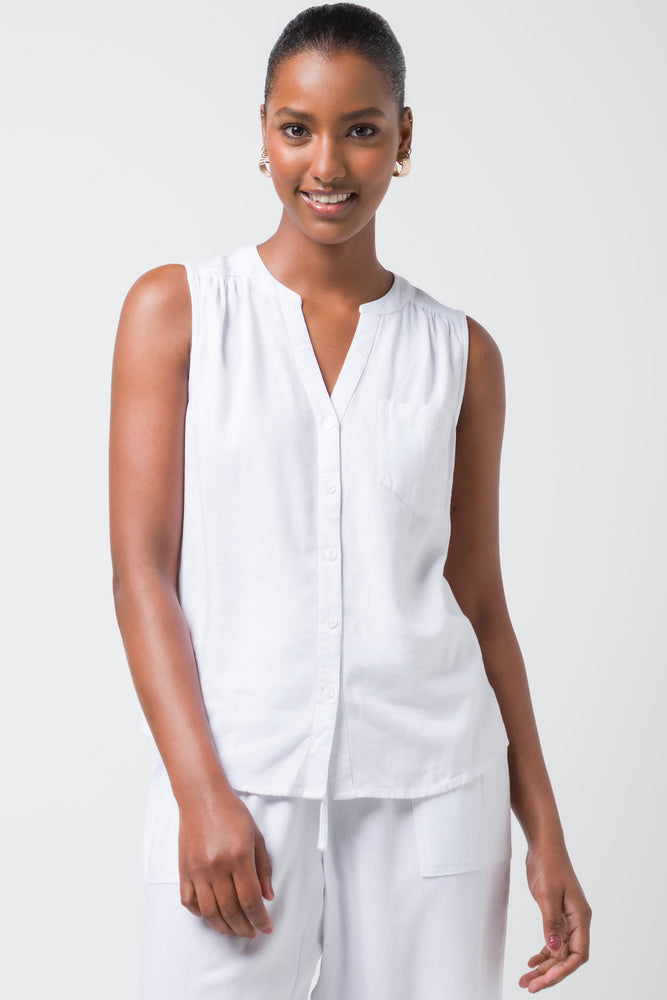 Sleeveless Shirt Linen White