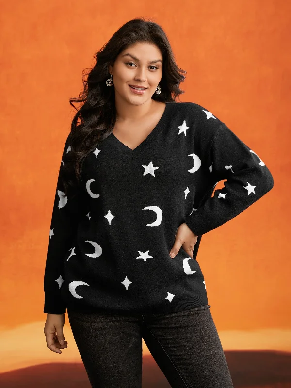 Supersoft Essentials Celestial Jacquard V-Neck Pullover