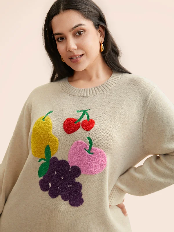 Supersoft Essentials Crew Neck Fruit Embroidered Pullover