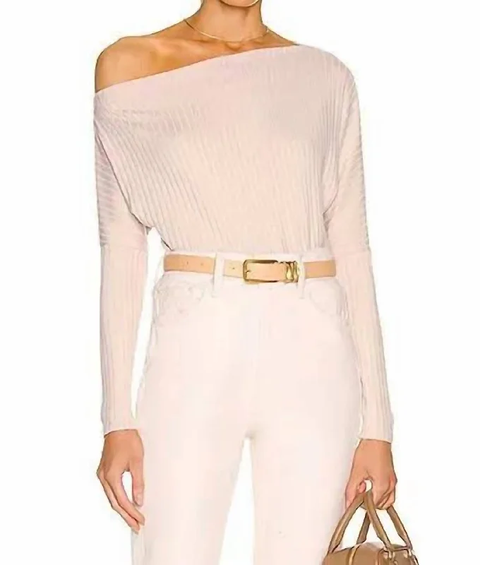 Sweater Rib Slouch Top In Rose Tan